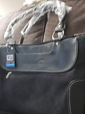 GP Vintage Travelers Insurance Black Leather Laptop Handbag Travel Bag